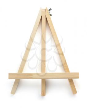 wooden easel isolated on white background