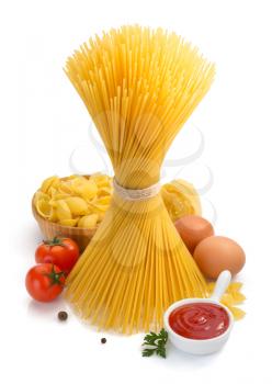 bunch of spaghetti isolated on white background