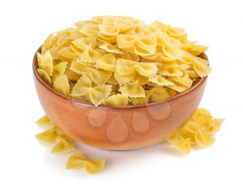 farfalle pasta in plate isolated on white background