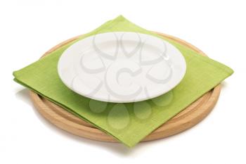 napkin and cutting board on white background