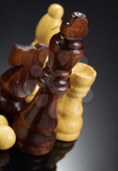 chess figures on black  background