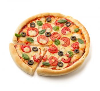 margarita pizza isolated on white background