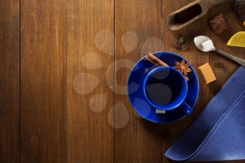 empty cup of coffee on wooden background