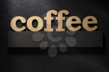 coffee text letters on black background