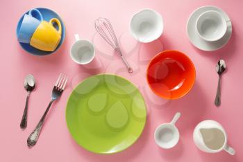 kitchenware at abstract colorful background