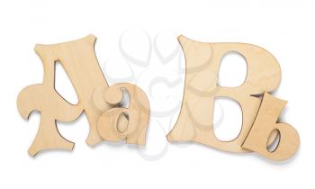 wooden letters isolated at white background