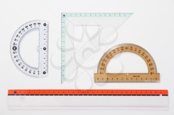 ruler metric set at white background, top view