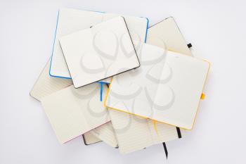 notebook or notepad at white background, top view
