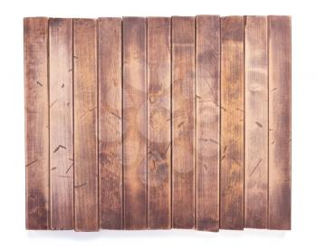 aged wooden board, beam or bars on white background