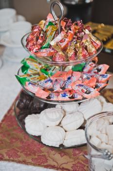 Three-storied vase with sweets.