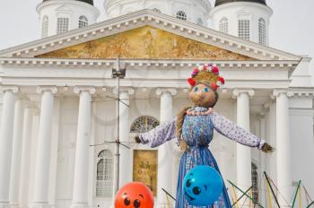 Holiday of arrival of spring with a straw effigy of Shrovetide.