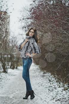 Portrait of a girl on a winter walk.