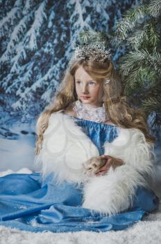 The Princess around the Christmas tree.