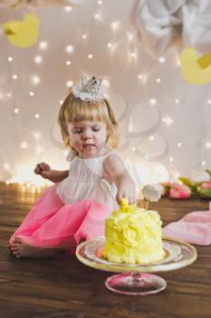 The child celebrates its first birthday.