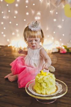 A child celebrates first birthday.