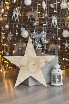 Huge star as a festive decoration of the Christmas decorations.