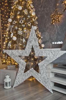 Huge star as a festive decoration of the Christmas decorations.
