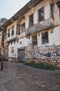 The narrow streets of the old part of Antalya city.