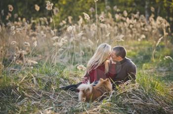 Beautiful photo of a couple in love among the reeds.