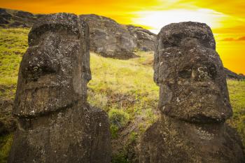 Moais at Ahu Tongariki (Easter island, Chile)