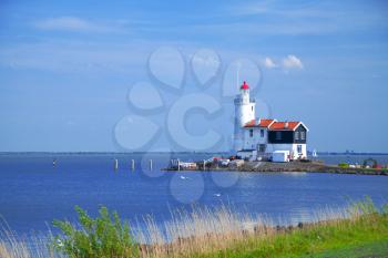 lighthouse in Marken is on the coast of the Sea in Europe