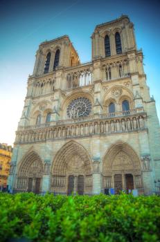 Notre Dame de Paris Cathedral, France. Hand drawing sketch  illustration of french travel landmark.