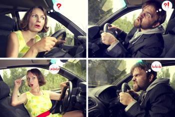   comics with humor about a man and a woman driver