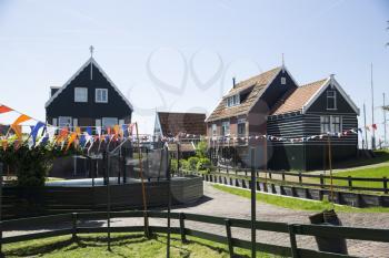 Old fishing green cottages on the island of Marken Netherlands


