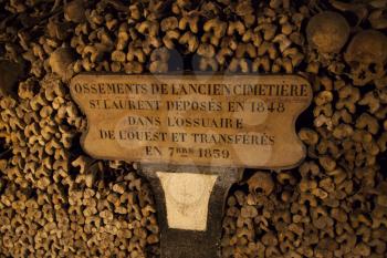 Catacombs of Paris. buried underground for more than 6 million people.