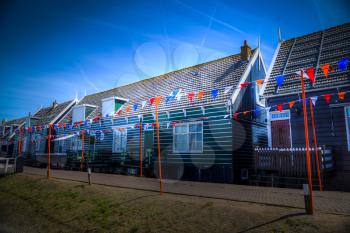  Old fishing green cottages on the island of Marken Netherlands