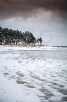 Winter sea. cold dark day in Northern Europe