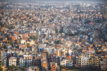 Top view of the Kathmandu valley and the city itself.