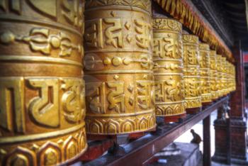 Prayer drum. Cylinder or roller on the axis, containing mantras. Nepal