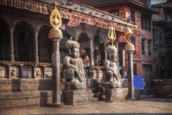 Temples of Durbar Square in Bhaktapur, Kathmandu valey, Nepal.