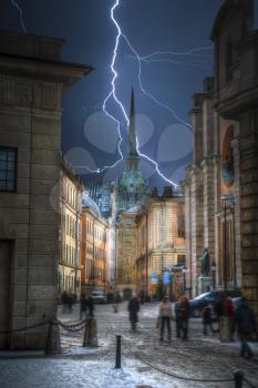 Stockholm is the capital and largest city in Sweden. Strong thunder and powerful flashes of lightning.