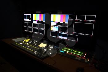 mobile TV studio with monitors for filming shows and programs