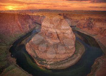 Famous Horseshoe Bend of the Colorado River in northern Arizona