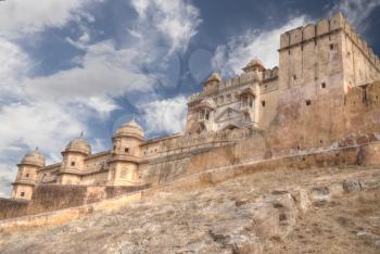 Amber Fort or Amer - fortified residence of Raja . Black goat.