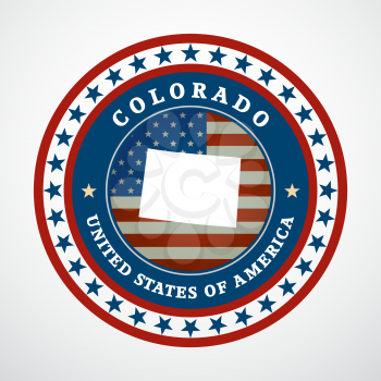 Label with map of Colorado, vector