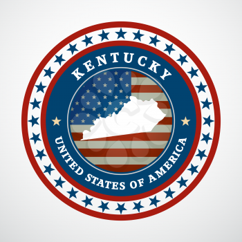 Label with map of Kentucky, vector