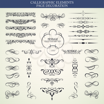 Vector set calligraphic element and page decoration