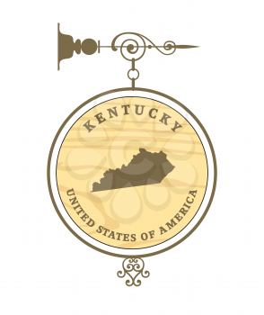 Vintage label with map of Kentucky, vector