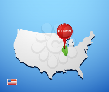 Illinois on USA map