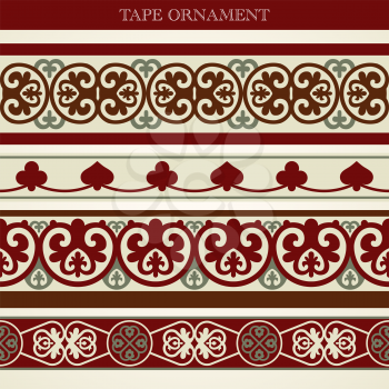 Vector set tape ornament old style