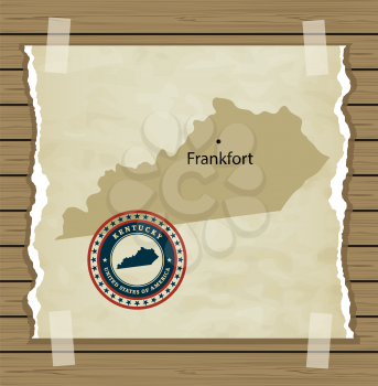 Kentucky map with stamp vintage vector background