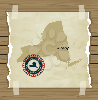 New York map with stamp vintage vector background