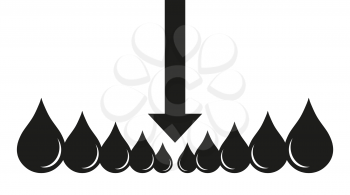 concept falling oil prices, black arrow, and drops oil