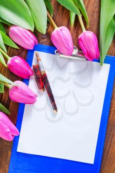tulips and note