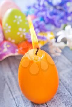 easter eggs and candle