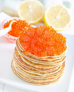 pancakes with caviar